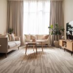 Zbliżenie na dywan odporny na zabrudzenia w salonie