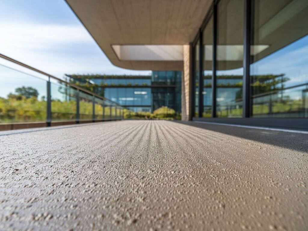 0Nowoczesny balkon z solidną wylewką betonową