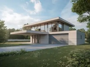 Nowoczesny projekt domu z tarasem nad garażem