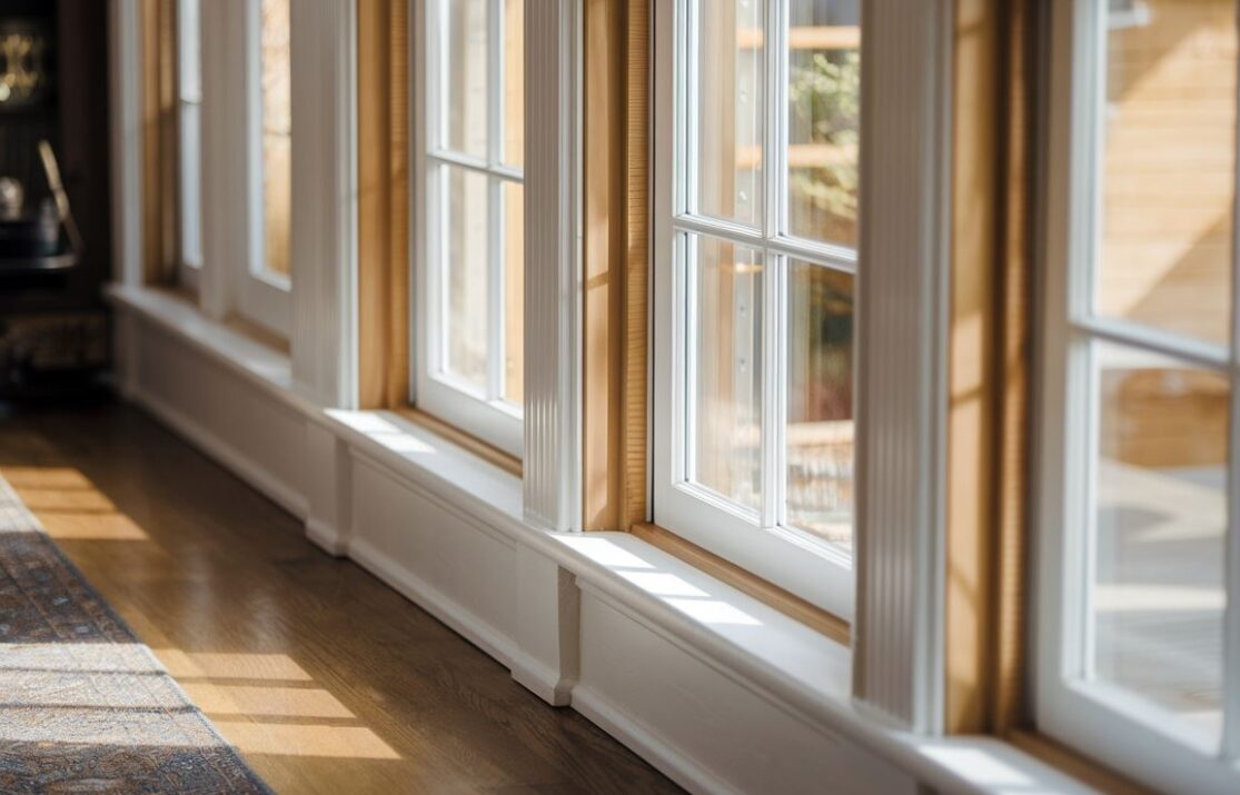 Okno drewniane w jasnym świetle dziennym