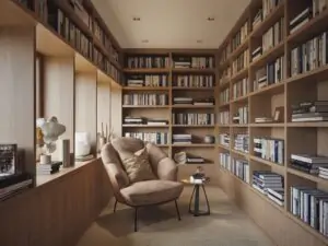 Siedzenie w przytulnej bibliotece