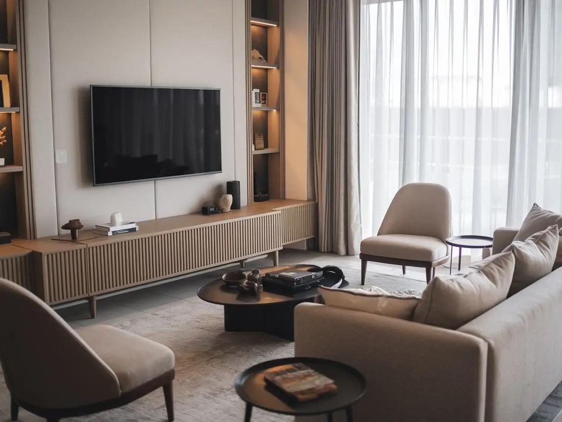 Ukryte kable w nowoczesnym salonie