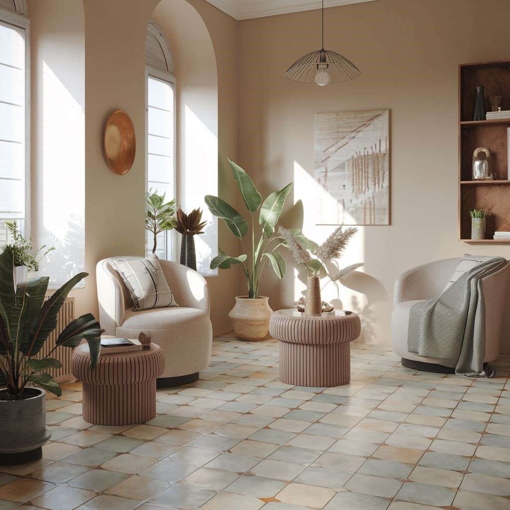 płytki ceramiczne w salonie