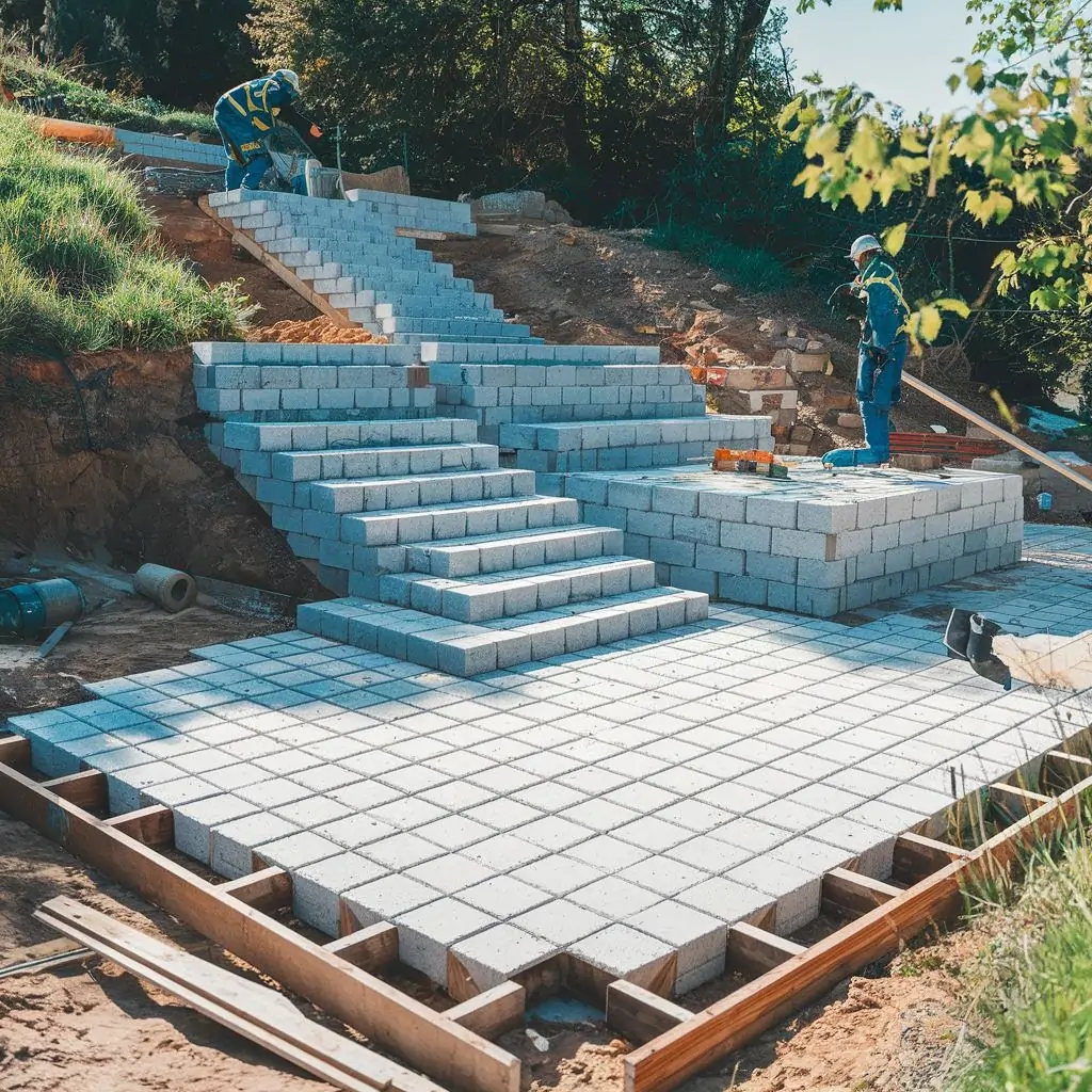 betonowy fundament pod kostkę brukową