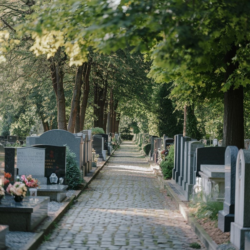 kamienna kostka przy nagrobkach