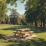 stół piknikowy z ławkami