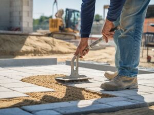 Proces tworzenia podsypki na placu budowy