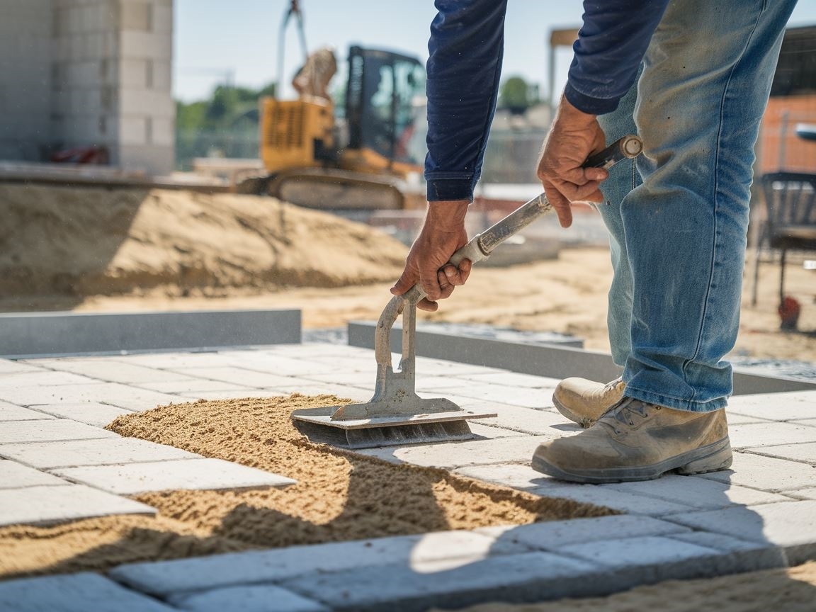 Proces tworzenia podsypki na placu budowy