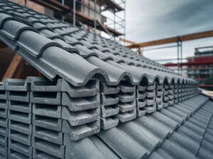 Betonowe dachówki ułożone na dachu